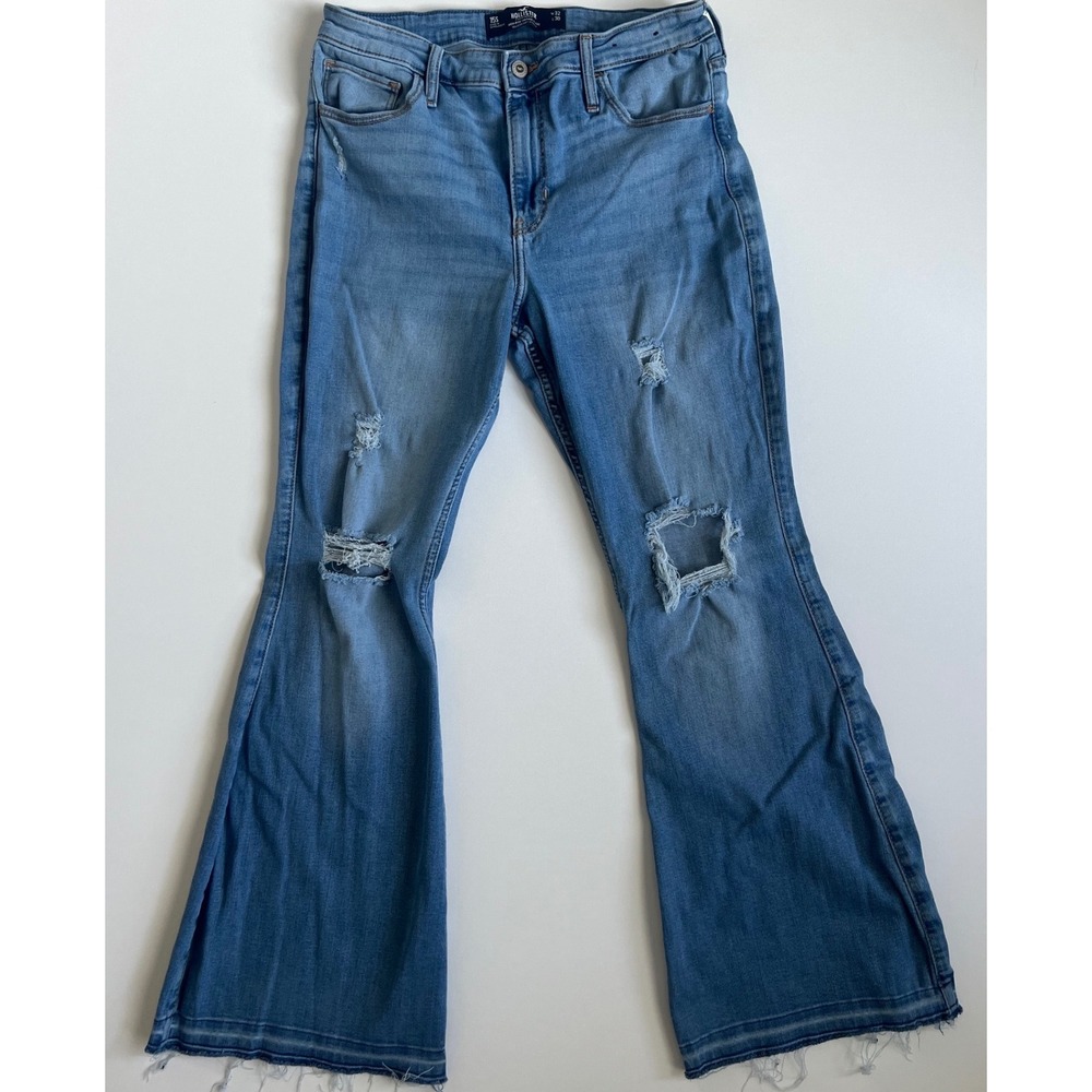Hollister High Rise Vintage Flare Soft Stretc Distressed Jeans Size 15S